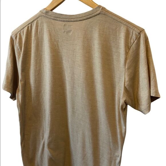 Tan Flag Graphic Short Sleeve Cotton Loose Fit Casual Tee Shirt Top M - Picture 4 of 7